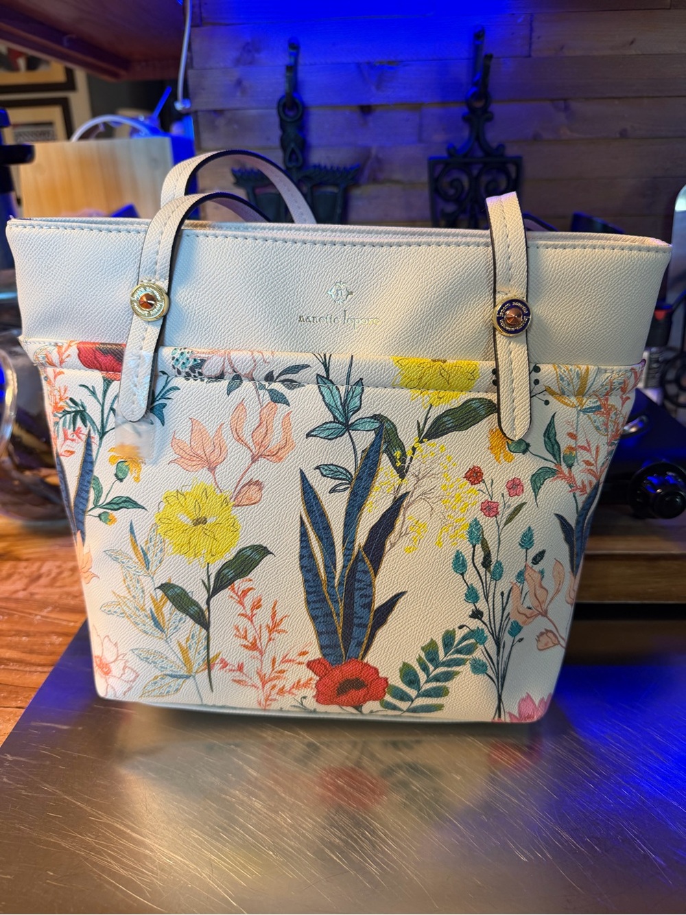 Nanette Lepore White Floral-Print Shoulder Bag